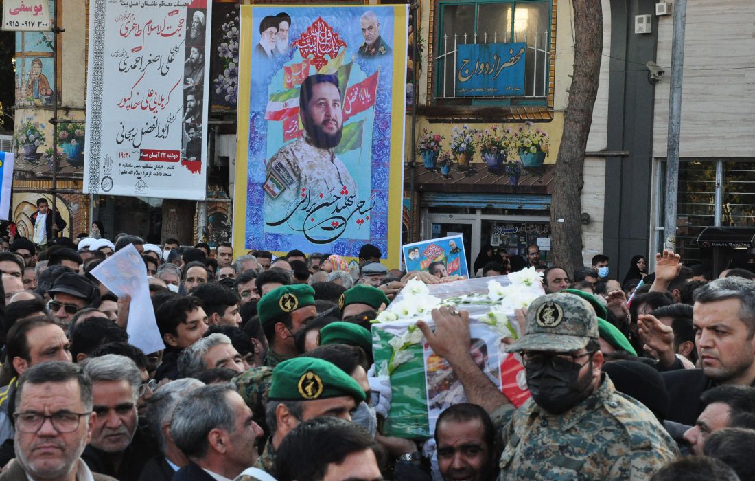 تشییع پیکر شهید حافظ امنیت «حسن براتی» در کاشمر